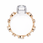 Rose Gold Emerald Cut Diamond Ring with Pear Eternity Band