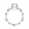White Gold Emerald Cut Diamond Ring with Pear and Round Eternity Accents