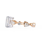 Rose Gold Emerald Cut Diamond Ring with Pear Eternity Band