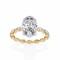 Yellow Gold Oval Cut Diamond Ring with Marquise Eternity Accents