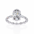 White Gold Oval Cut Diamond Ring with Marquise Eternity Accents