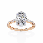 Rose Gold Oval Cut Diamond Ring with Marquise Eternity Band