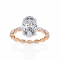 Rose Gold Oval Cut Diamond Ring with Marquise Eternity Band