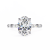 White Gold Oval Cut Diamond Ring with Marquise Eternity Accents