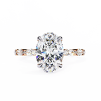 Rose Gold Oval Cut Diamond Ring with Marquise Eternity Band