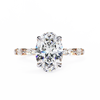 Rose Gold Oval Cut Diamond Ring with Marquise Eternity Band