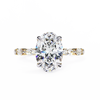 Yellow Gold Oval Cut Diamond Ring with Marquise Eternity Accents