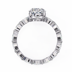 White Gold Oval Cut Diamond Ring with Marquise Eternity Accents