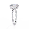 White Gold Oval Cut Diamond Ring with Marquise Eternity Accents