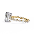 Yellow Gold Radiant Cut Diamond Ring with Pear and Round Accents
