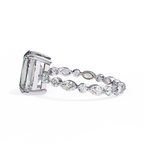 White Gold Radiant Cut Diamond Ring with Pear and Round Accents
