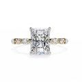 Yellow Gold Radiant Cut Diamond Ring with Pear and Round Accents