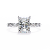 White Gold Radiant Cut Diamond Ring with Pear and Round Accents