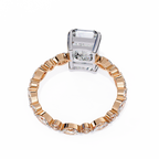 Rose Gold Radiant Cut Diamond Ring with Pear and Round Accent Band
