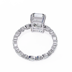 White Gold Radiant Cut Diamond Ring with Pear and Round Accents