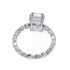 White Gold Radiant Cut Diamond Ring with Pear and Round Accents