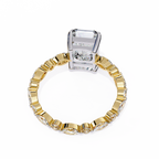 Yellow Gold Radiant Cut Diamond Ring with Pear and Round Accents