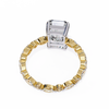 Yellow Gold Radiant Cut Diamond Ring with Pear and Round Accents