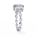White Gold Princess Cut Diamond Ring with Marquise Eternity Band and Four Prong Setting