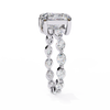White Gold Princess Cut Diamond Ring with Marquise Eternity Band and Four Prong Setting