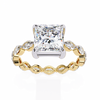 Yellow Gold Princess Cut Diamond Ring with Marquise Eternity Accents