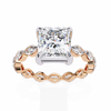 Rose Gold Princess Cut Diamond Ring with Marquise Eternity Band