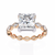 Rose Gold Princess Cut Diamond Ring with Marquise Eternity Band