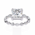 White Gold Princess Cut Diamond Ring with Marquise Eternity Band and Four Prong Setting