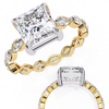Yellow Gold Princess Cut Diamond Ring with Marquise Eternity Accents