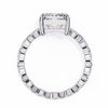 White Gold Princess Cut Diamond Ring with Marquise Eternity Band and Four Prong Setting