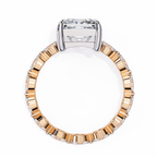 Rose Gold Princess Cut Diamond Ring with Marquise Eternity Band