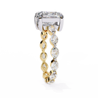 Yellow Gold Princess Cut Diamond Ring with Marquise Eternity Accents