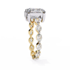 Yellow Gold Princess Cut Diamond Ring with Marquise Eternity Accents