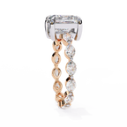 Rose Gold Princess Cut Diamond Ring with Marquise Eternity Band