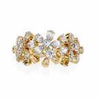 Yellow Gold Pear Cluster Diamond Floral Eternity Ring