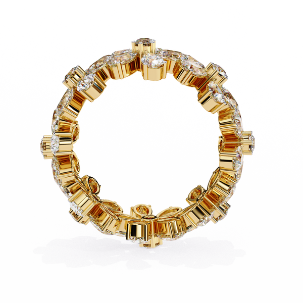Yellow Gold Pear Cluster Diamond Floral Eternity Ring