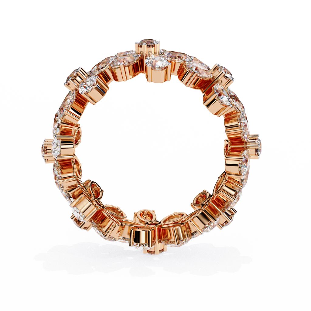 Rose Gold Pear Cluster Diamond Floral Eternity Ring
