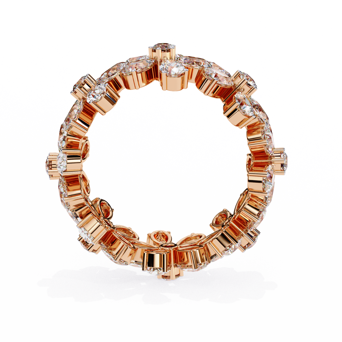 Rose Gold Pear Cluster Diamond Floral Eternity Ring