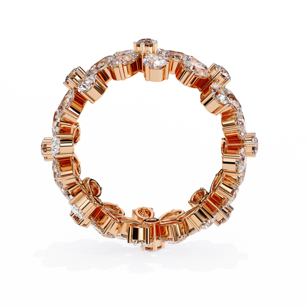 Rose Gold Pear Cluster Diamond Floral Eternity Ring