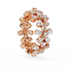 Rose Gold Pear Cluster Diamond Floral Eternity Ring