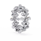 White Gold Pear Cluster Diamond Floral Eternity Ring