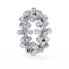 White Gold Pear Cluster Diamond Floral Eternity Ring