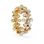 Yellow Gold Pear Cluster Diamond Floral Eternity Ring