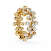 Yellow Gold Pear Cluster Diamond Floral Eternity Ring