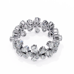 White Gold Pear Cluster Diamond Floral Eternity Ring