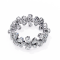 White Gold Pear Cluster Diamond Floral Eternity Ring