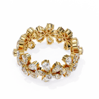 Yellow Gold Pear Cluster Diamond Floral Eternity Ring