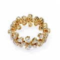 Yellow Gold Pear Cluster Diamond Floral Eternity Ring