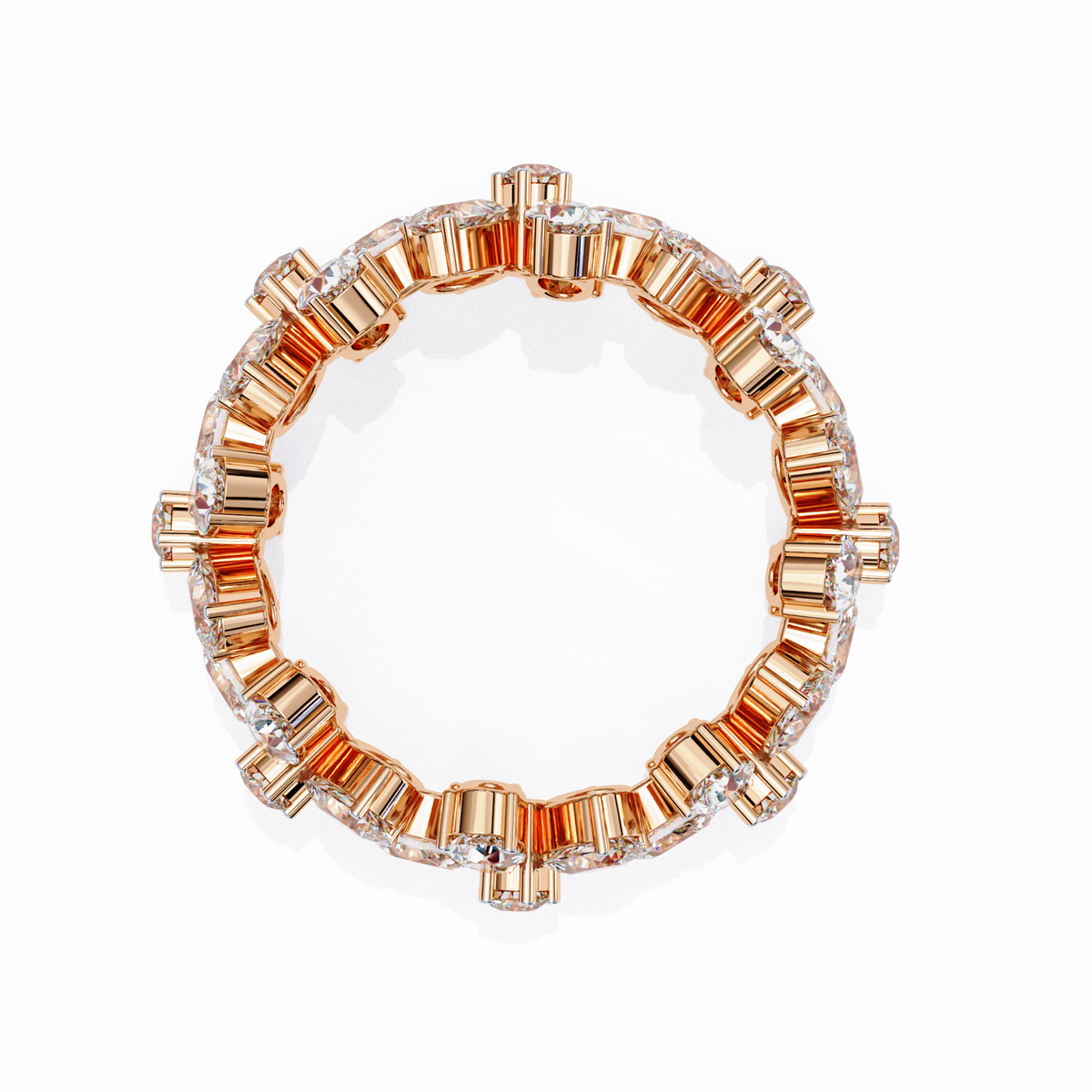 Rose Gold Pear Cluster Diamond Floral Eternity Ring