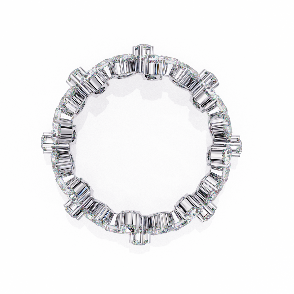 White Gold Pear Cluster Diamond Floral Eternity Ring